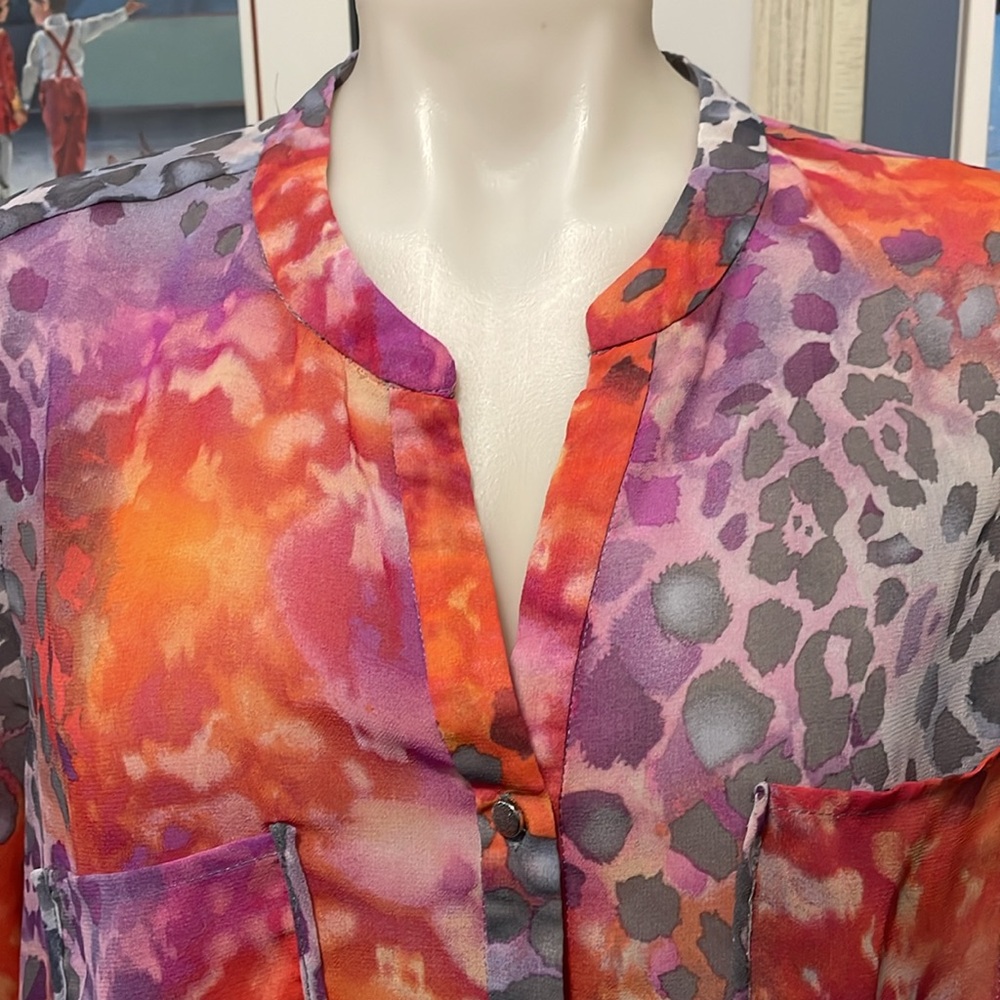 NY Collection Multicolor Animal Print Blouse